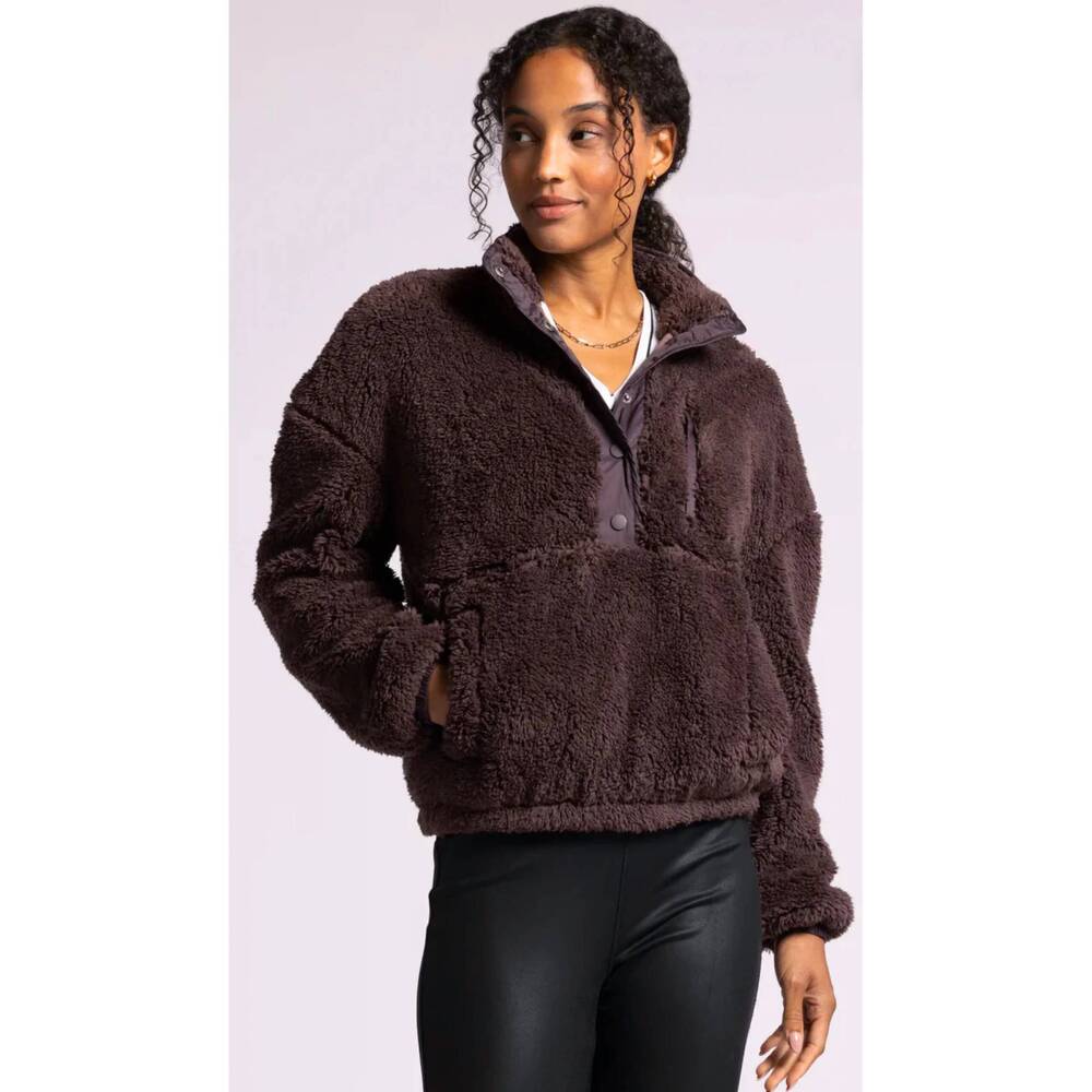 NEW THREAD & SUPPLY reese pullover sweater in eggplant